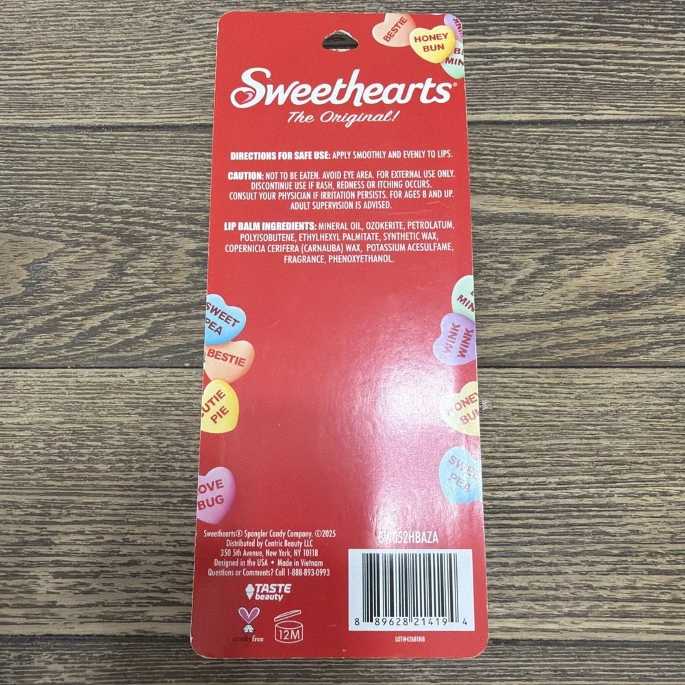 8pc Sweethearts Lip Balms Set Valentine's Day Party Pack Conversation Hearts